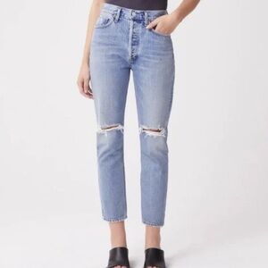 AGOLDE Riley High Waist Ripped Straight Leg Jean